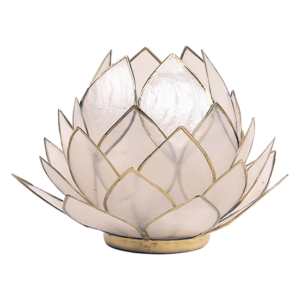 Sfeerlicht Lotus – Sfeerlicht Capiz – Naturel – Theelichtjeshouder 15 x 15 cm boeddhisme