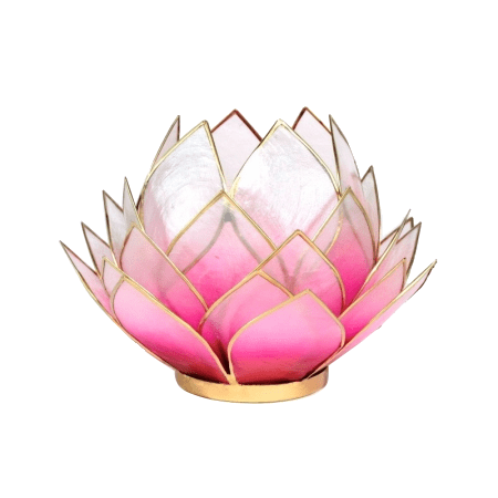 Sfeerlicht Lotus – Sfeerlicht Capiz – Roze – Theelichtjeshouder 15 x 15 cm boeddhisme