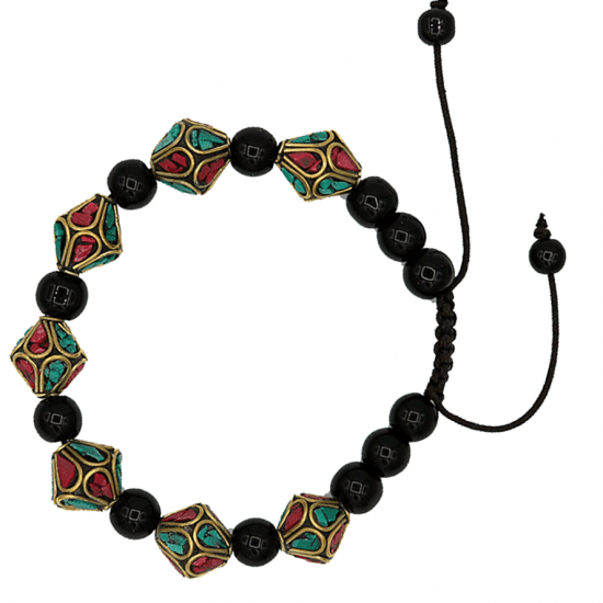 Krachtige Armband – Turquoise – Zwarte Agaat armband