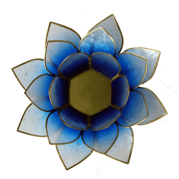Tweekleurig lotus sfeerlicht blauwwit met een doorsnee van 13,5 cm boeddhisme