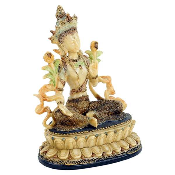 Boeddhabeeld – Mooi beeld van vrouwelijke Boeddha Groene Tara – 17 cm hoog boeddha