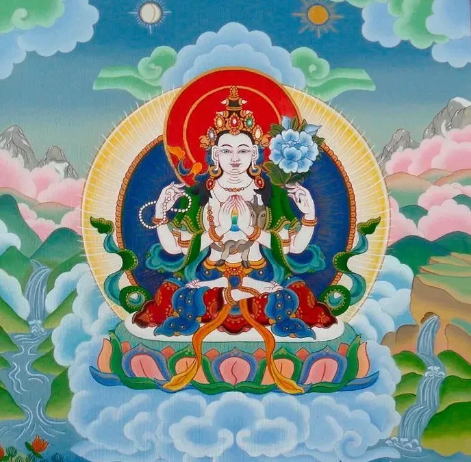 Tableau Bouddha<br> Avalokitesvara Bouddha de compassion