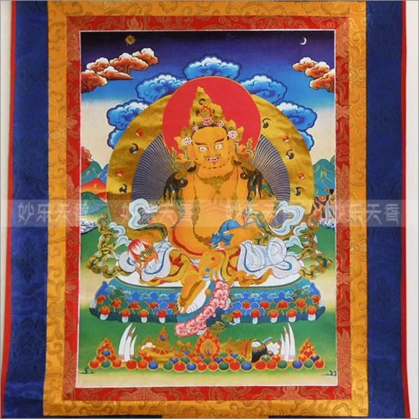 Thangka Reproductie – Jambhala – God van rijkdom bodhisattva manjushri