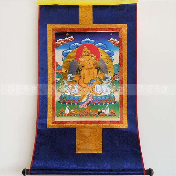 Thangka reproductie met afbeelding van Jambala God van rijkdom bodhisattva manjushri