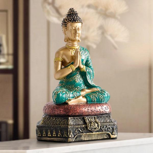 Boeddhabeeld – Werkelijk prachtig Goudkleurig Beeld van Boeddha in Gebed beeld voor buiten