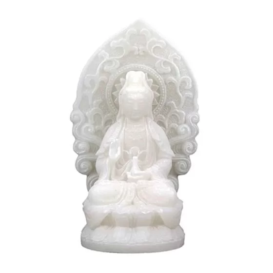 Boeddhabeeld – Quanyin beeld – Avalokiteshvara witte Albast – 12 cm Avalokiteshvara