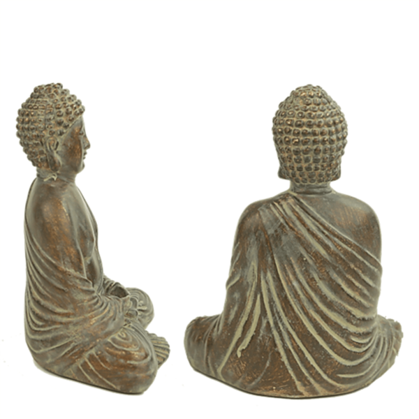 Boeddha Zittend – Koperkleurig – 20 cm groot – Antieke Uitstraling boeddha
