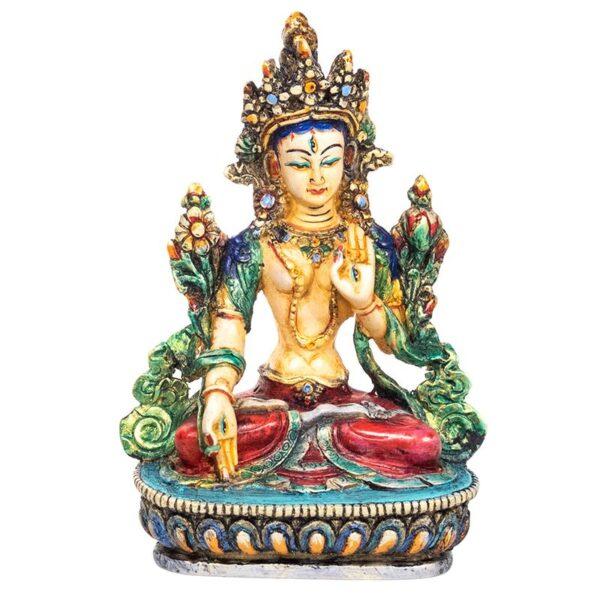Boeddhabeeld – Schitterend Witte Tara beeld gekleurd – 15 cm boeddha