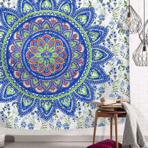 Indian Grand Foulard Blauw Groen Rood Wit – 200 x 150 cm – Mandala Alle producten banner