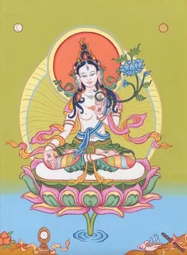 Tibetan Buddhist Art – Witte Tara Wenskaart – Postkaart Witte Tara – 14,5 x 21 cm Boeddhakaart