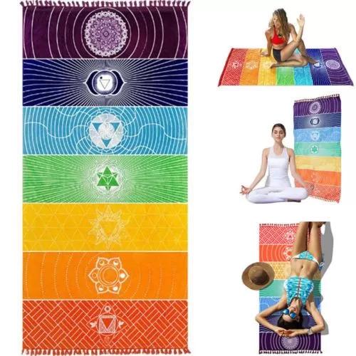 Yoga Doek – Extra Dun – Zeven Chakras – 150 x 70 cm chakras wandkleed