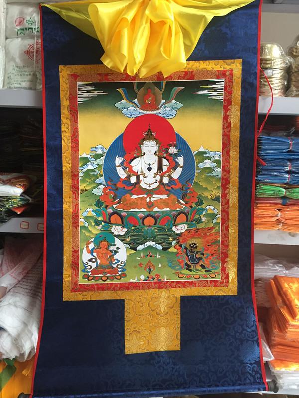 Thangka – Reproductie met afbeelding van Guanyin – 50 x 62 cm Alle producten boeddha