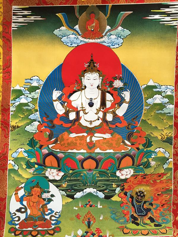 Thangka – Reproductie met afbeelding van Guanyin – 50 x 62 cm Alle producten boeddha