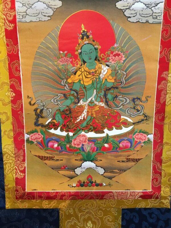 Thangka Reproductie met afbeelding van Groene Tara – 50 x 62 cm boeddha