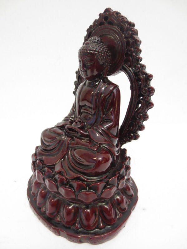 Boeddhabeeld Glanzend Rood – Boeddha in Meditatie – 14,5 cm boeddha