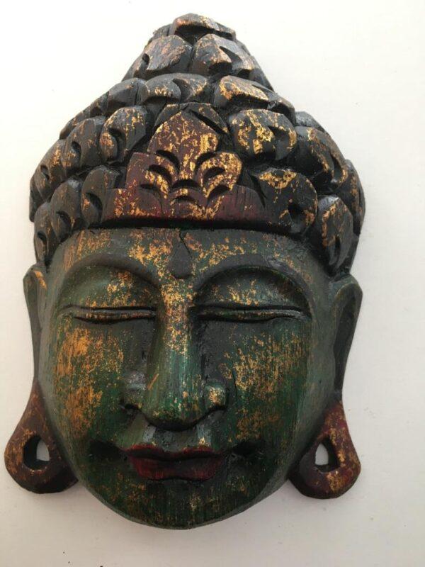 Boeddha – Masker Goud Groen – Boeddha Shakyamuni – 12 x 16 cm boeddha