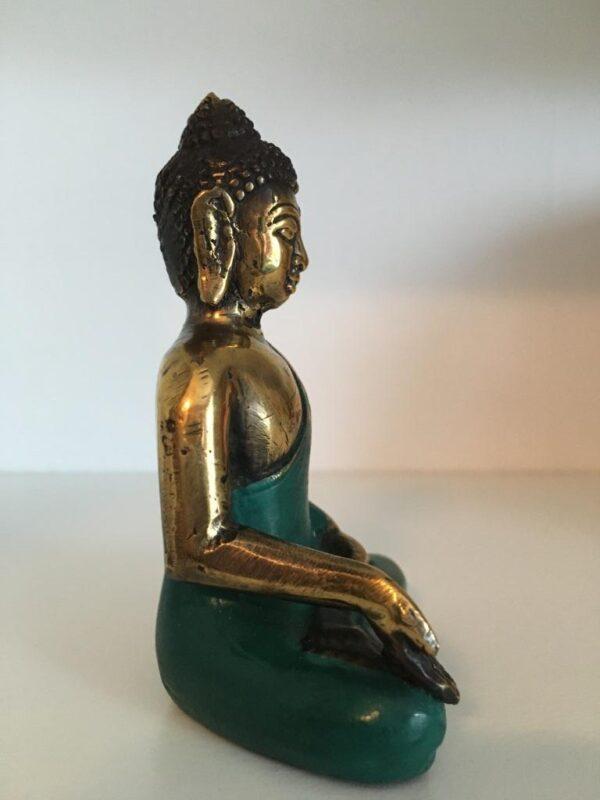 Boeddhabeeld – Koper met groen – 9 cm boeddha