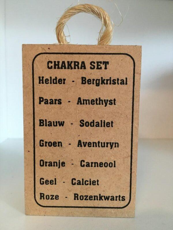 Chakra set – Set van 7 Stenen – Verpakt in houten doosje Boeddha en zijn leer