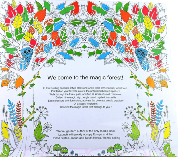 Kleurboek Betoverd Bos – Enchanted Forest Kleurboekje – 14 pagina’s boeddhisme