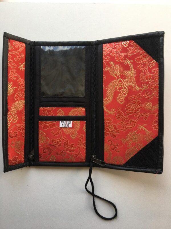 Portemonnee – Rood met Goud Brokaat – Wallet 9,5 x 18,5 cm brokaat tasje