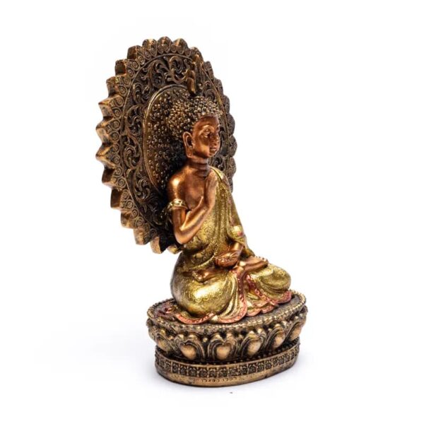 Boeddhabeeld – Boeddha – Geruststelling met Aura en Troon – 18,5 cm boeddha
