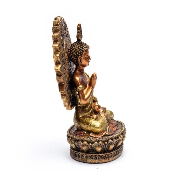 Boeddhabeeld – Boeddha – Geruststelling met Aura en Troon – 18,5 cm boeddha
