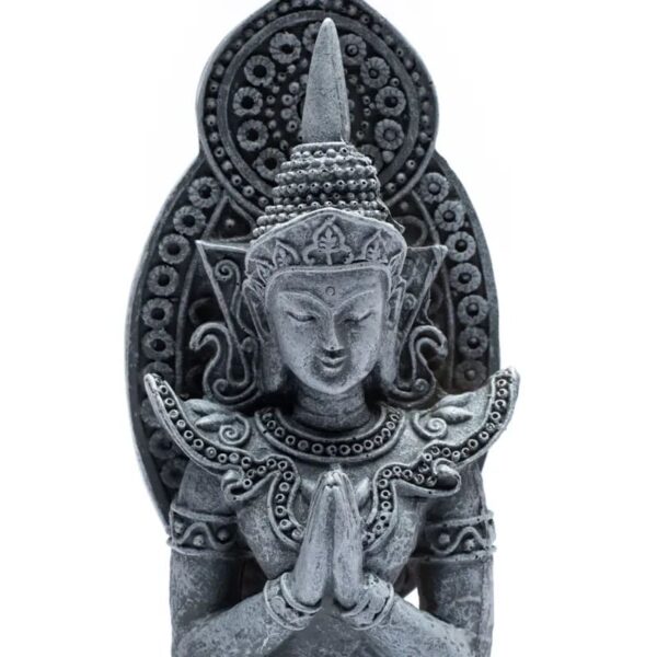 Boeddhabeeld – Grijs – Biddende Boeddha uit Thailand – 21 cm biddende boeddha