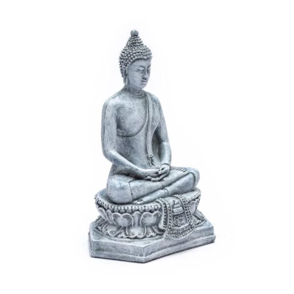 Boeddhabeeld – Grijs – Mediterende Boeddha uit Thailand – 18 cm boeddha
