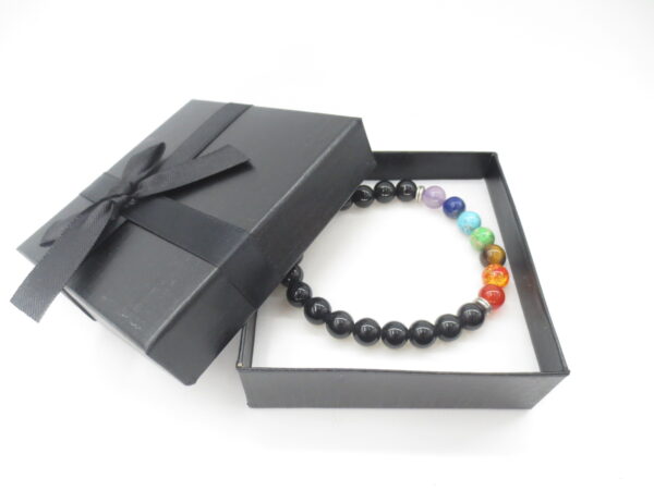 Armband – Chakra Armband – Mala – Zwarte Onyx – 8 mm kralen – 18 cm – in luxe Cadeauverpakking armband