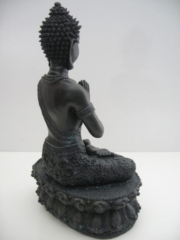 Boeddhabeeld – Tibetaanse Boeddha – Zwart – 35 cm biddende boeddha