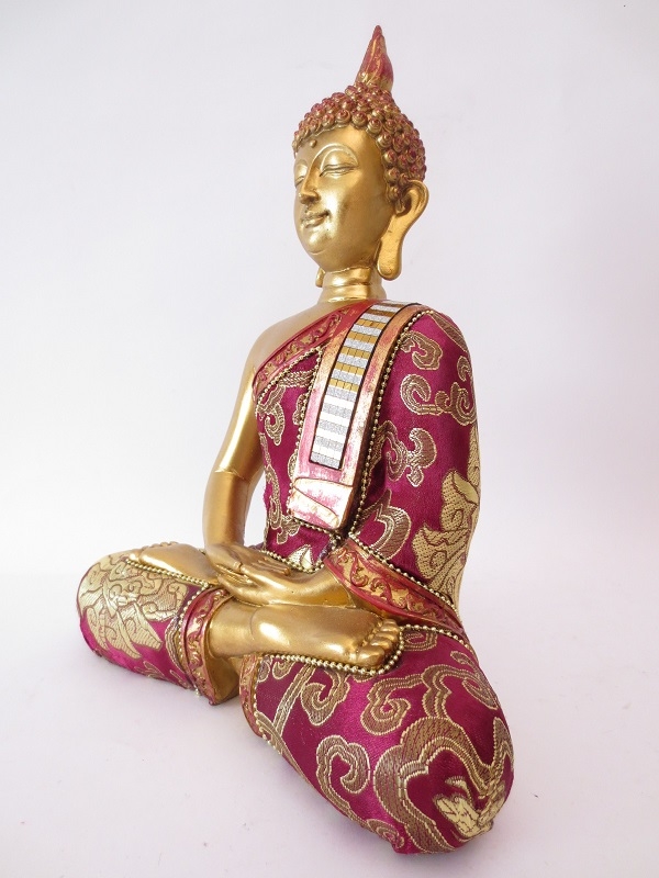 Boeddhabeeld – Thaise Boeddha – Meditatie – Goud Rood – 25 cm boeddha