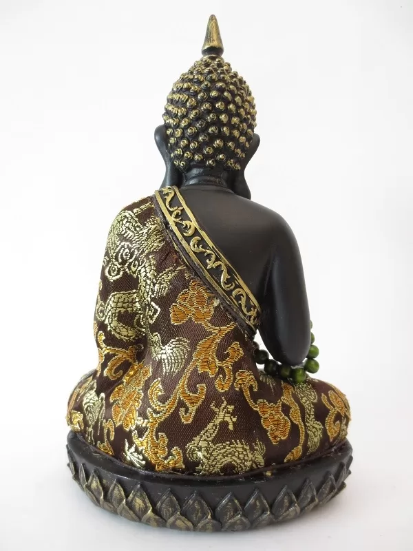Boeddhabeeld – Thaise Boeddha – met Mala – Zwart Goud – 22 cm boeddha