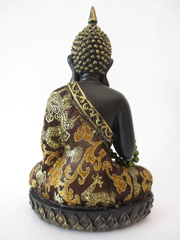 Boeddhabeeld – Thaise Boeddha – met Mala – Zwart Goud – 22 cm boeddha