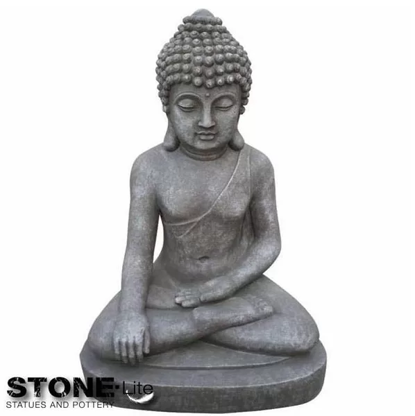 Boeddha Beeld Tuin – Tuinbeeld Boeddha Zittend – Grijs – 40 cm boeddha
