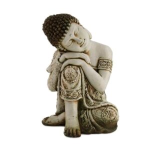 Boeddha Beeld Tuin – Tuinbeeld Slapende Boeddha – Sleeping Buddha – Lichtgrijs – 40 cm boeddha