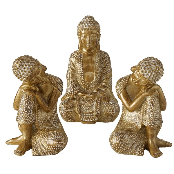 Boeddhabeeld – Mediterende Buddha – Goudkleurig – 18 cm boeddha