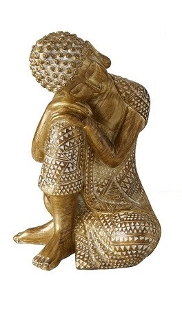 Boeddhabeeld – Slapende Buddha – Goudkleurig – 18 cm boeddha