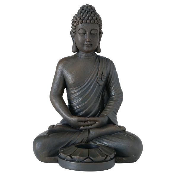 Boeddhabeeld – Mediterende Buddha – Theelichtjeshouder – Bruin – 33 cm boeddha