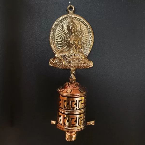 Boeddhistische Gebedsmolen – Groene Tara – Tafelmodel – Messing en Koper boeddha