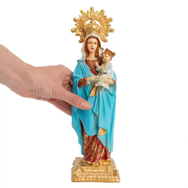 Beeld van Moeder Maria met Kroon en Kindje Jezus – Handgeschilderd – 30 cm christelijk beeld