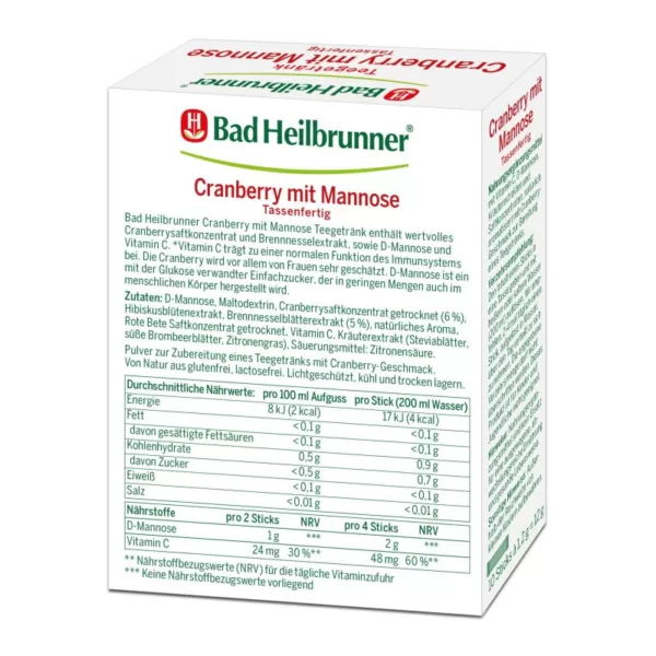 Bad Heilbrunner Thee – Cranberry met Mannose – Klaar om te cuppen Bad Heilbrunner