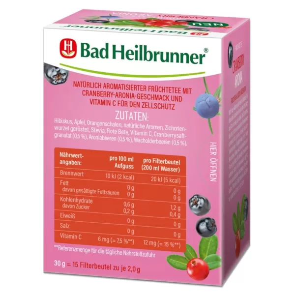 Bad Heilbrunner Thee – Cranberry Aronia Kruidenthee – Cranberry Aronia Kräutertee Bad Heilbrunner