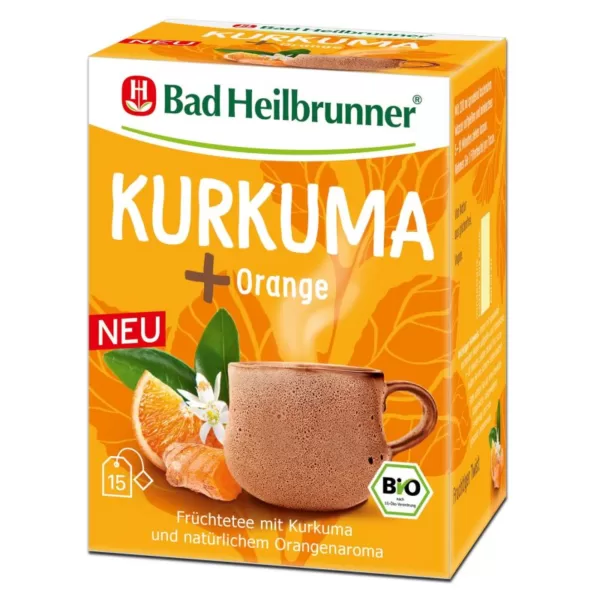 Bad Heilbrunner Thee – Kurkuma Sinaasappel Kruidenthee – Bio Kurkuma + Orange Kräutertee Bad Heilbrunner