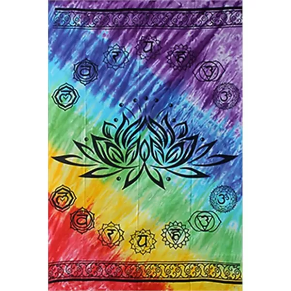 Wandkleed – Lotus met Zeven Chakrakleuren – 147 x 208 cm – Katoen 7 chakra's