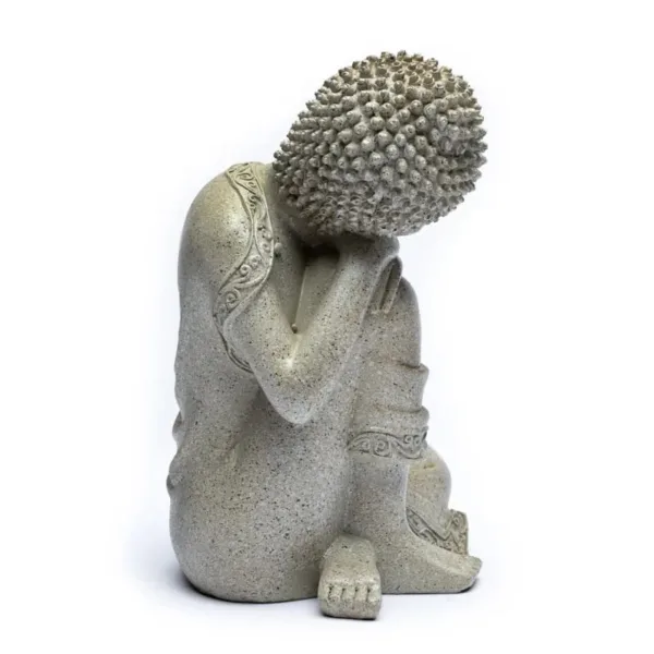 Boeddha Beeld Tuin – Rustende Boeddha – Steengrijs Beeld Boeddha – 19,5 cm boeddha