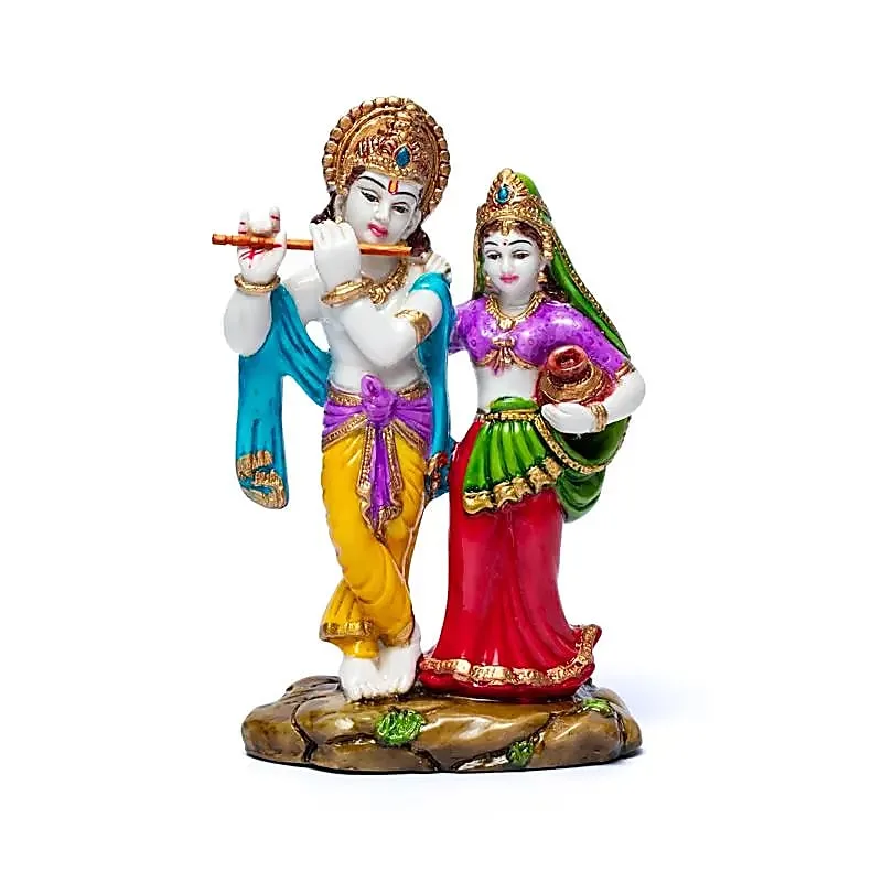 Krishna en Radha beeld – Meerkleurig Polyresin – 15 cm boeddha Krishna en Radha beeld - Meerkleurig Polyresin - 15 cm