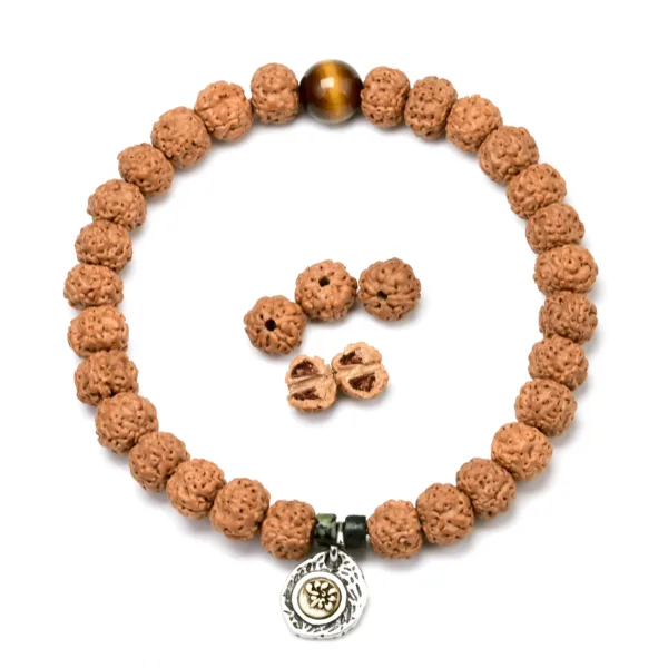 rudraksha armband - mala rudraksha - armband met 30 zaden van 8 mm - 21 cm - Afbeelding 2