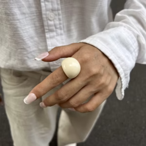 vintage ring wit - witte retro ring rond