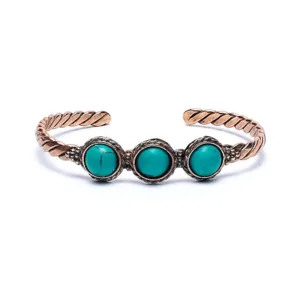 gedraaide armband – koper met turquoise kleurige stenen armband gedraaide armband - koper met turquoise kleurige stenen