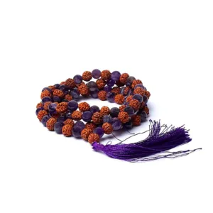 mala rudraksha armband met amethist - 108 kralen - paars kwastje